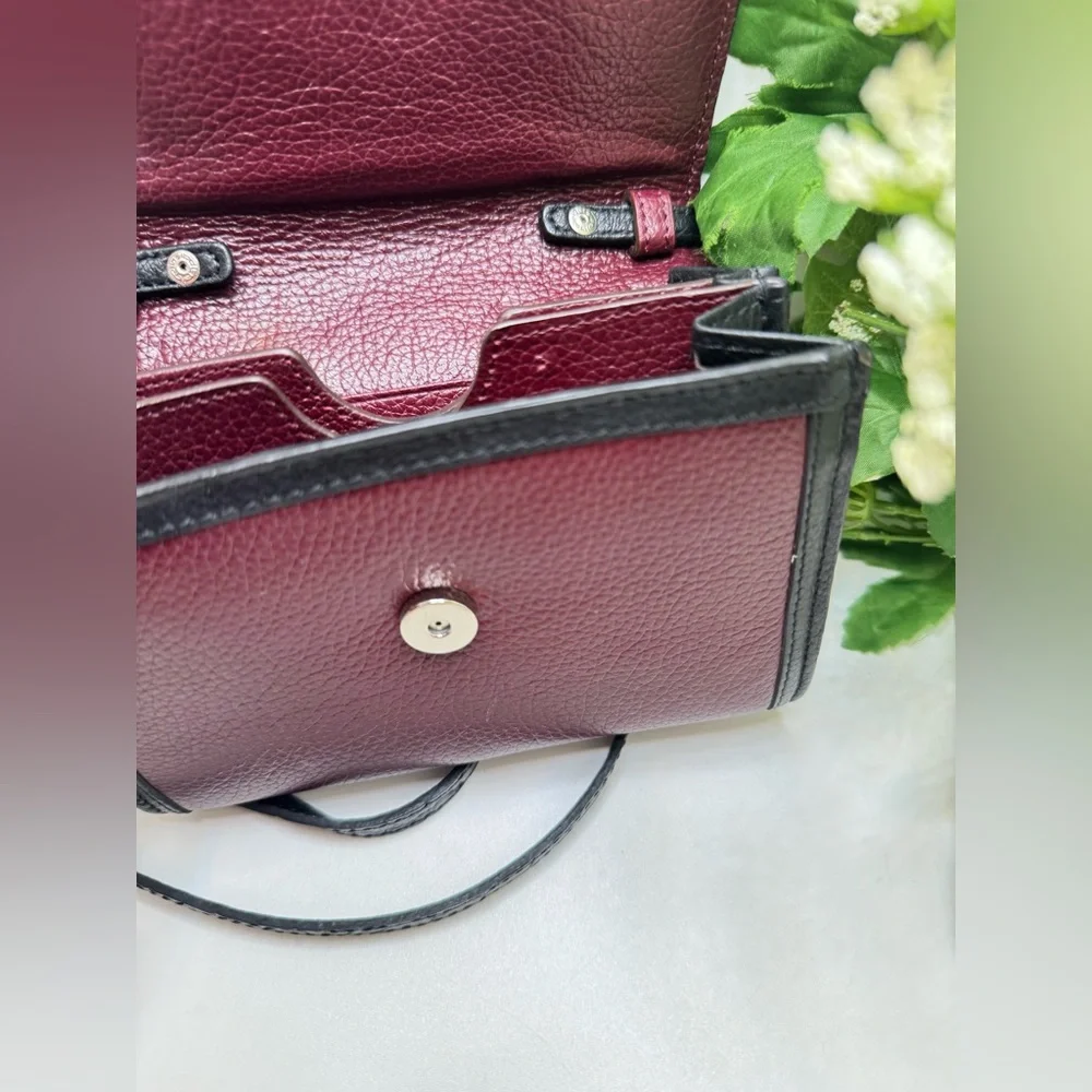 Brighton CITY BLOCK Medium Tech Wallet Chestnut Leather Calf's Hair Crossbody